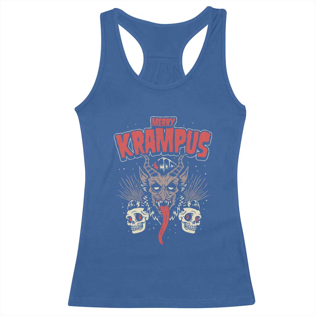 Merry Krampus Christmas Racerback Tank Top Naughty Xmas Psychobilly Horror TS02 Royal Blue Print Your Wear