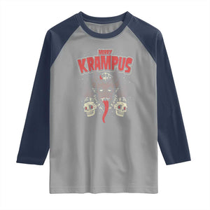 Merry Krampus Christmas Raglan Shirt Naughty Xmas Psychobilly Horror TS02 Sport Gray Navy Print Your Wear
