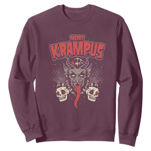 Merry Krampus Christmas Sweatshirt Naughty Xmas Psychobilly Horror TS02 Maroon Print Your Wear