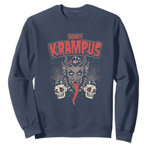Merry Krampus Christmas Sweatshirt Naughty Xmas Psychobilly Horror TS02 Navy Print Your Wear