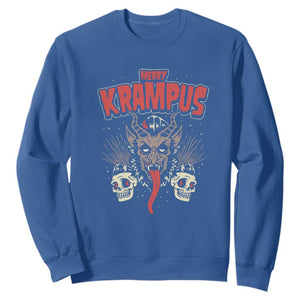 Merry Krampus Christmas Sweatshirt Naughty Xmas Psychobilly Horror TS02 Royal Blue Print Your Wear