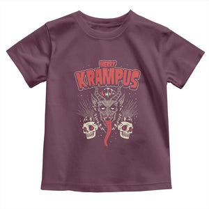 Merry Krampus Christmas Toddler T Shirt Naughty Xmas Psychobilly Horror TS02 Maroon Print Your Wear