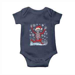 Dancing Skeleton Christmas Baby Onesie Snowy Xmas Night Santa TS02 Navy Print Your Wear
