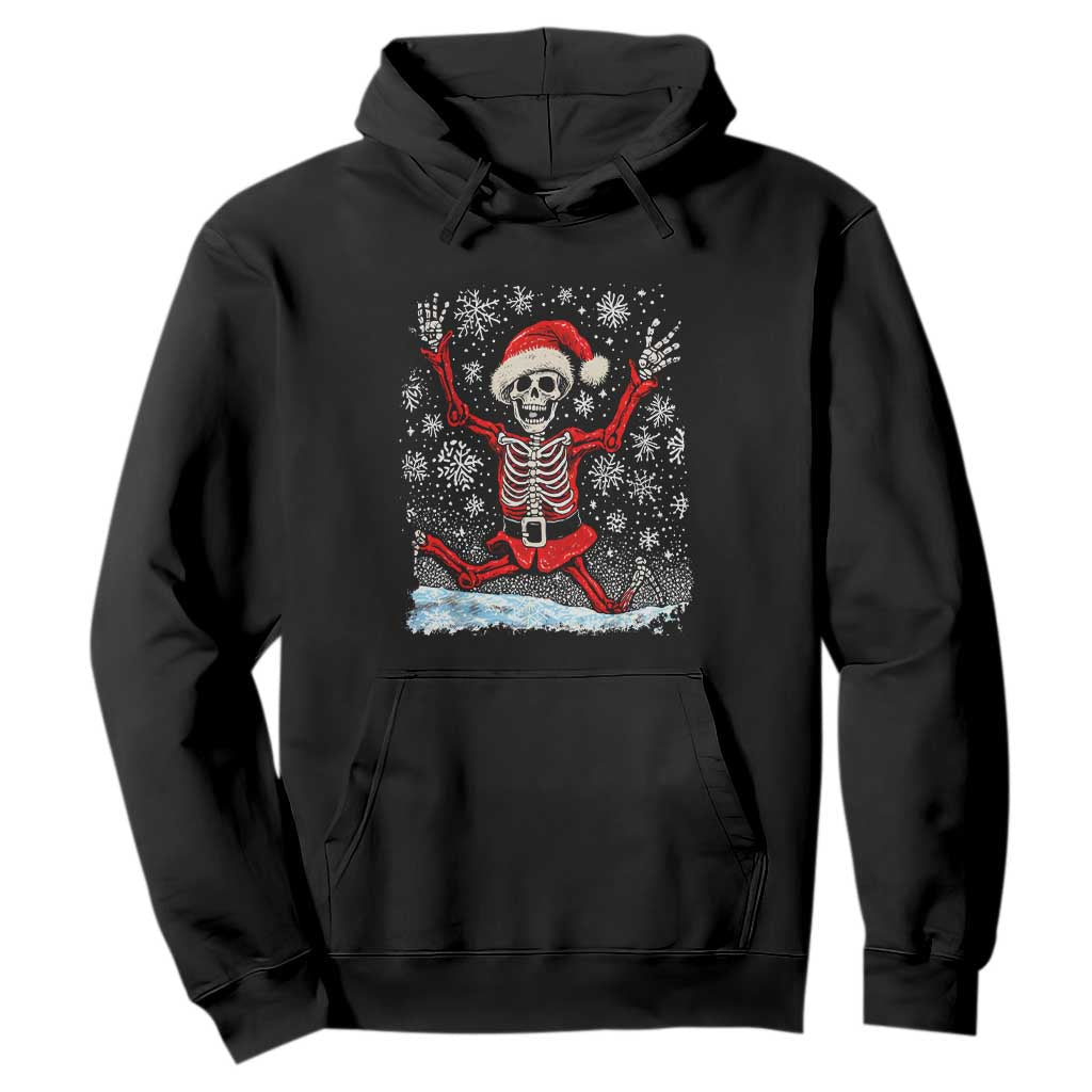 Dancing Skeleton Christmas Hoodie Snowy Xmas Night Santa TS02 Black Print Your Wear