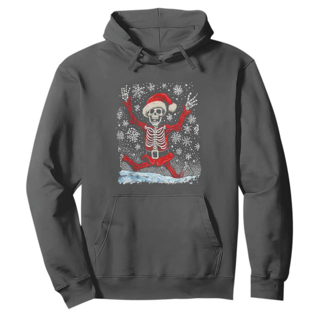 Dancing Skeleton Christmas Hoodie Snowy Xmas Night Santa TS02 Dark Heather Print Your Wear