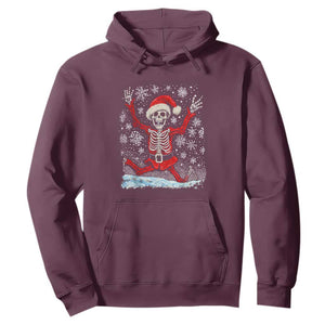 Dancing Skeleton Christmas Hoodie Snowy Xmas Night Santa TS02 Maroon Print Your Wear