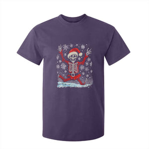 Dancing Skeleton Christmas T Shirt For Kid Snowy Xmas Night Santa TS02 Purple Print Your Wear