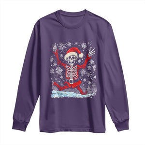 Dancing Skeleton Christmas Long Sleeve Shirt Snowy Xmas Night Santa TS02 Purple Print Your Wear