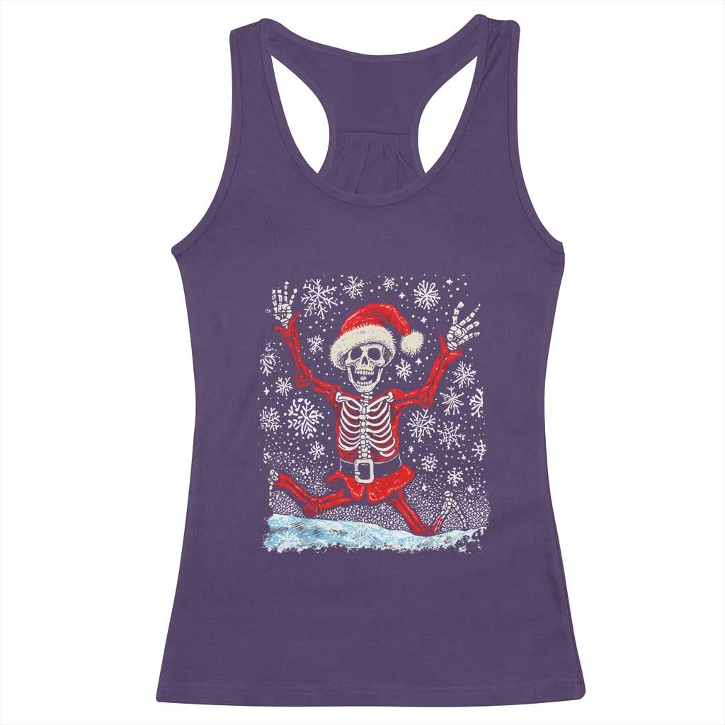 Dancing Skeleton Christmas Racerback Tank Top Snowy Xmas Night Santa TS02 Purple Print Your Wear