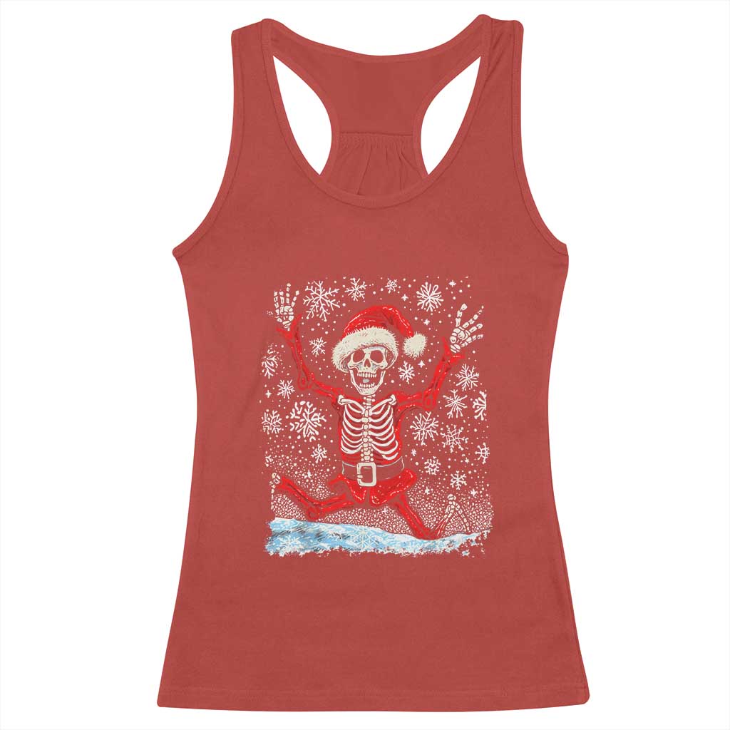 Dancing Skeleton Christmas Racerback Tank Top Snowy Xmas Night Santa TS02 Red Print Your Wear