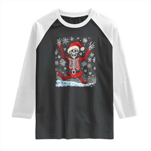 Dancing Skeleton Christmas Raglan Shirt Snowy Xmas Night Santa TS02 Black White Print Your Wear