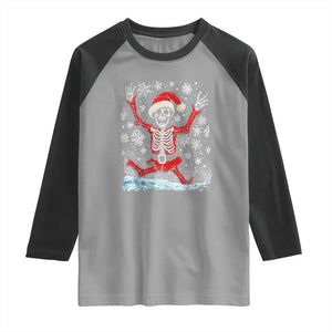 Dancing Skeleton Christmas Raglan Shirt Snowy Xmas Night Santa TS02 Sport Gray Black Print Your Wear