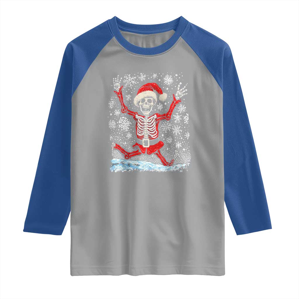 Dancing Skeleton Christmas Raglan Shirt Snowy Xmas Night Santa TS02 Sport Gray Royal Print Your Wear