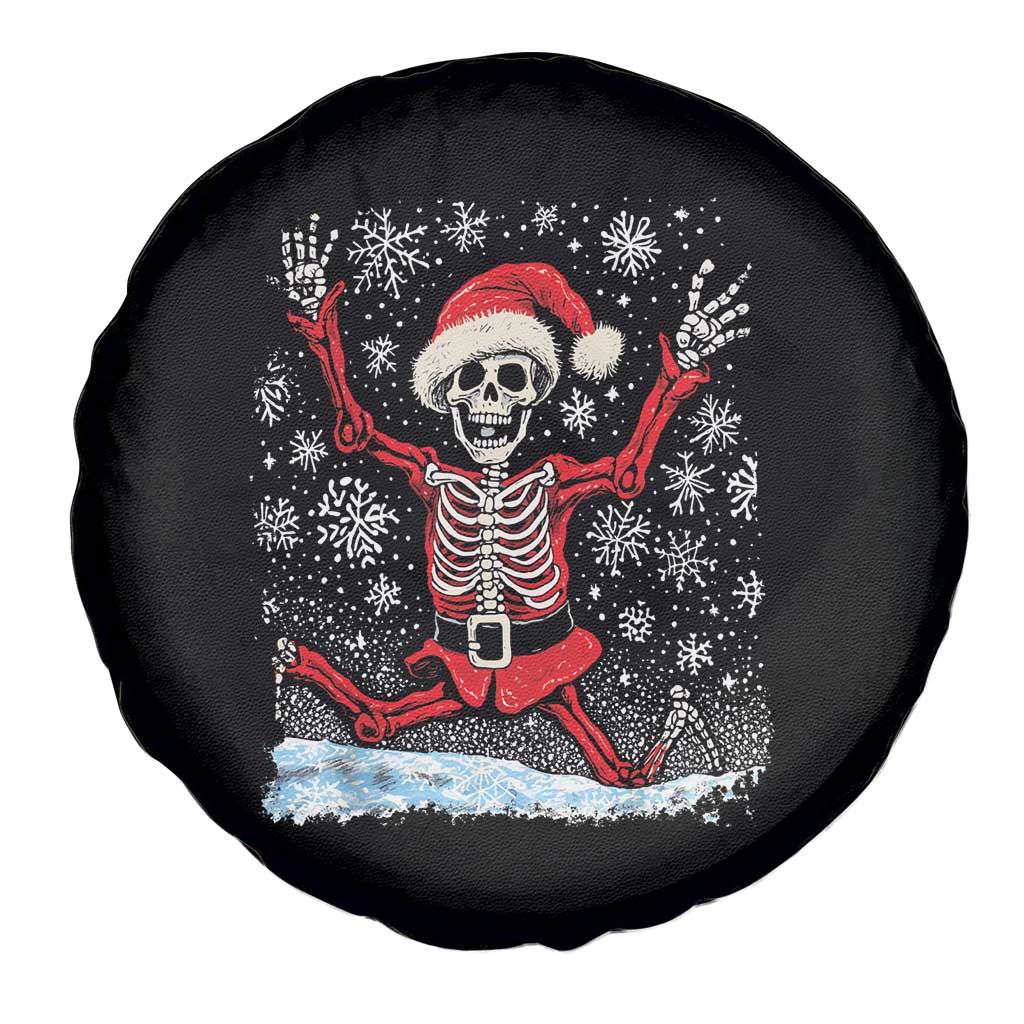 Dancing Skeleton Christmas Spare Tire Cover Snowy Xmas Night Santa TS02 Print Your Wear