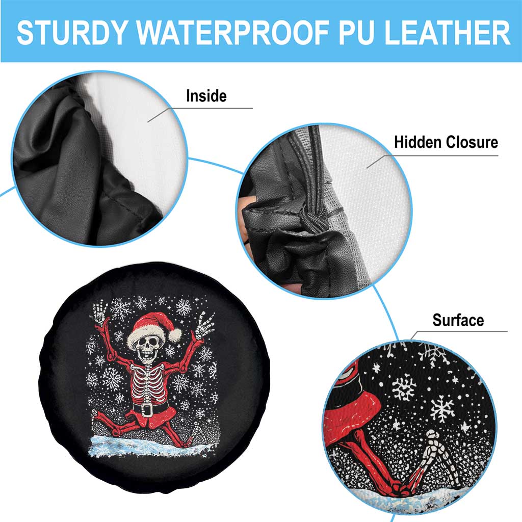 Dancing Skeleton Christmas Spare Tire Cover Snowy Xmas Night Santa TS02 Print Your Wear