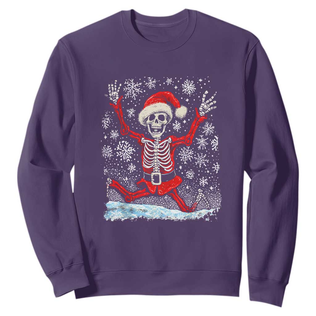 Dancing Skeleton Christmas Sweatshirt Snowy Xmas Night Santa TS02 Purple Print Your Wear
