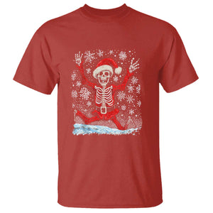 Dancing Skeleton Christmas T Shirt Snowy Xmas Night Santa TS02 Red Print Your Wear