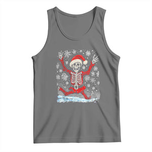 Dancing Skeleton Christmas Tank Top Snowy Xmas Night Santa TS02 Black Heather Print Your Wear