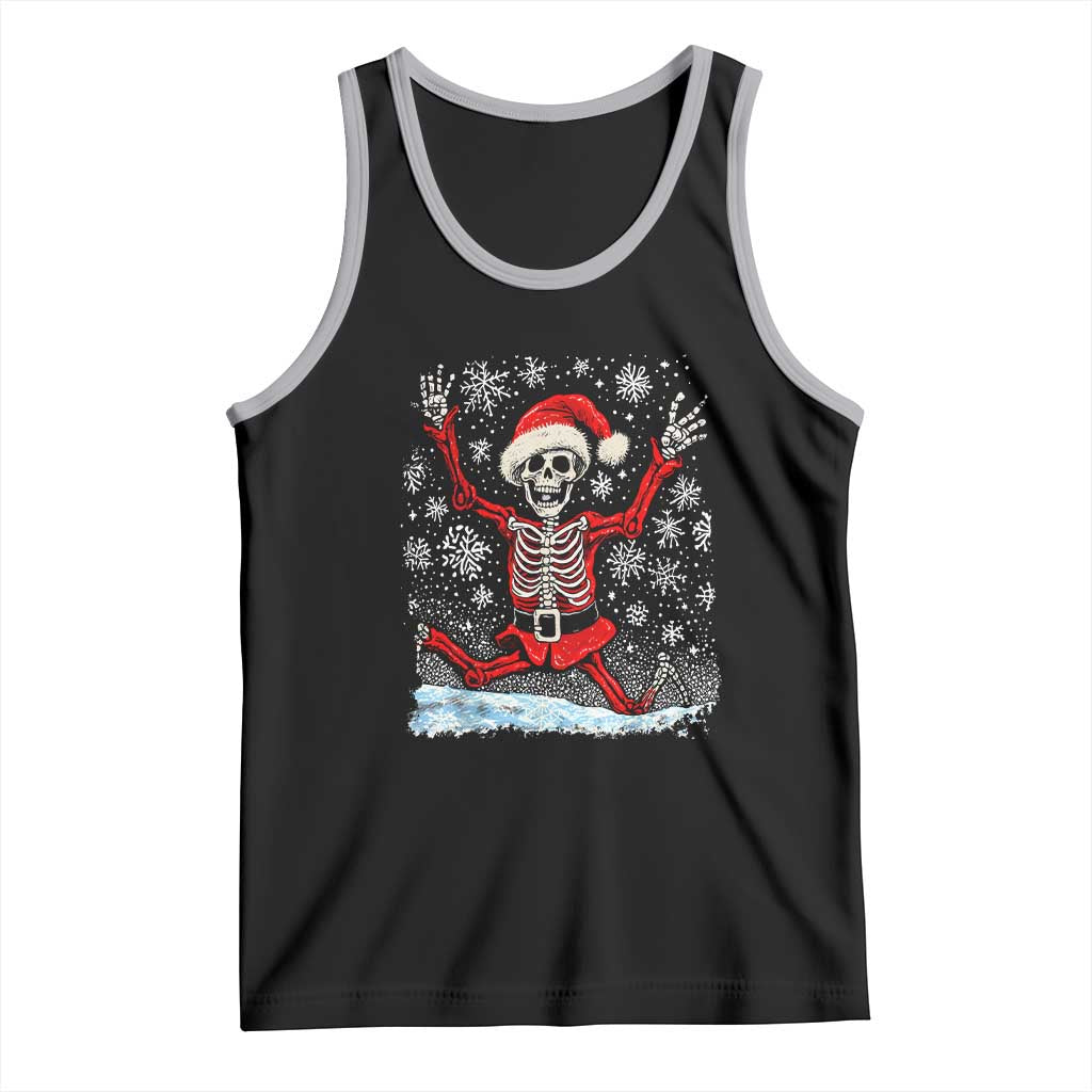 Dancing Skeleton Christmas Tank Top Snowy Xmas Night Santa TS02 Black Athletic Heather Print Your Wear