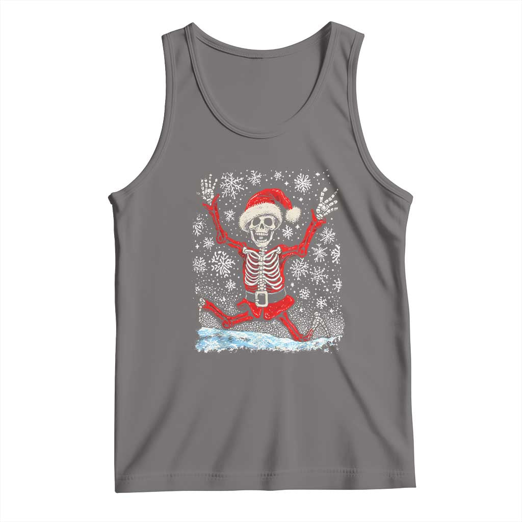 Dancing Skeleton Christmas Tank Top Snowy Xmas Night Santa TS02 Deep Heather Print Your Wear