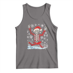 Dancing Skeleton Christmas Tank Top Snowy Xmas Night Santa TS02 Deep Heather Print Your Wear