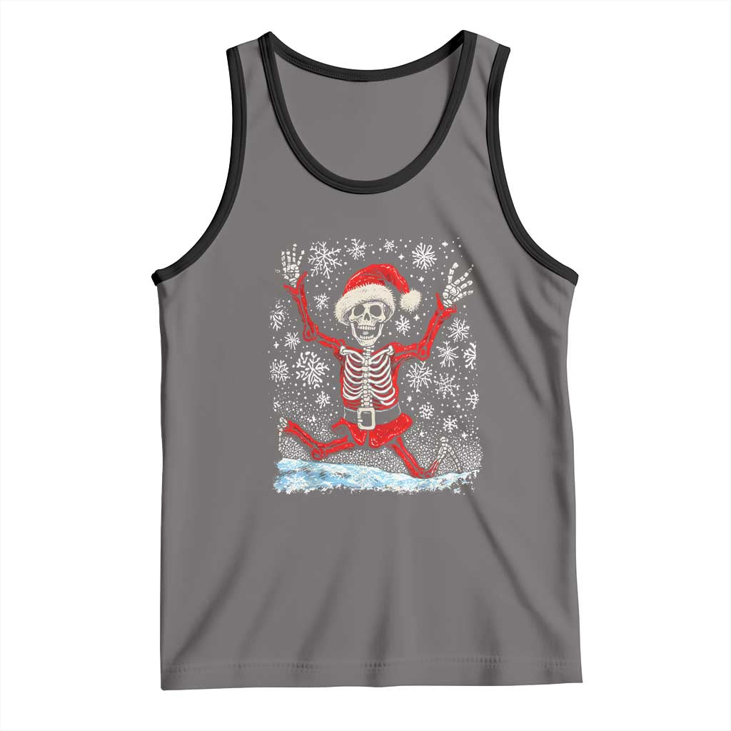 Dancing Skeleton Christmas Tank Top Snowy Xmas Night Santa TS02 Deep Heather Black Print Your Wear