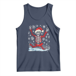Dancing Skeleton Christmas Tank Top Snowy Xmas Night Santa TS02 Navy Print Your Wear