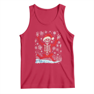 Dancing Skeleton Christmas Tank Top Snowy Xmas Night Santa TS02 Red Print Your Wear