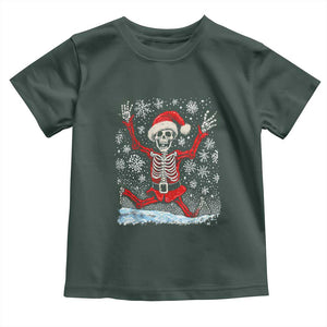 Dancing Skeleton Christmas Toddler T Shirt Snowy Xmas Night Santa TS02 Dark Forest Green Print Your Wear