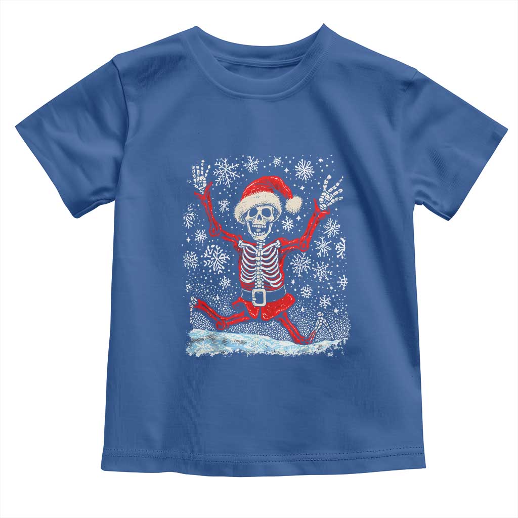 Dancing Skeleton Christmas Toddler T Shirt Snowy Xmas Night Santa TS02 Royal Blue Print Your Wear