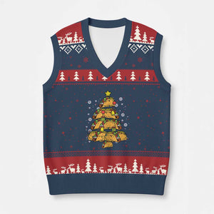 Taco Xmas Tree V-Neck Knit Sweater Vest Mexican Food Tacos Lover Xmas in Mexico TS02 Navy Red Print Your Wear
