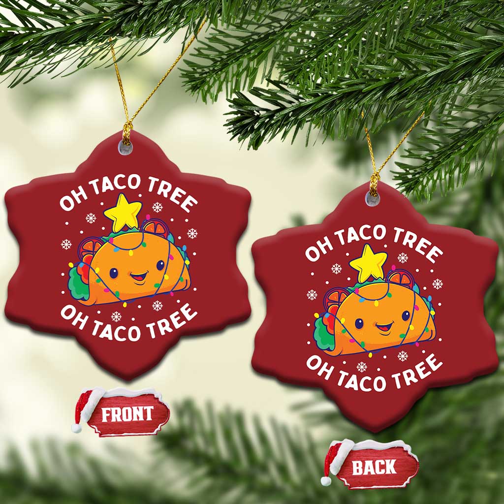 Taco Xmas Tree Christmas Ornament Oh Taco Tree Cute Xmas Mexican Food Lover TS02 Snow Flake Red Print Your Wear