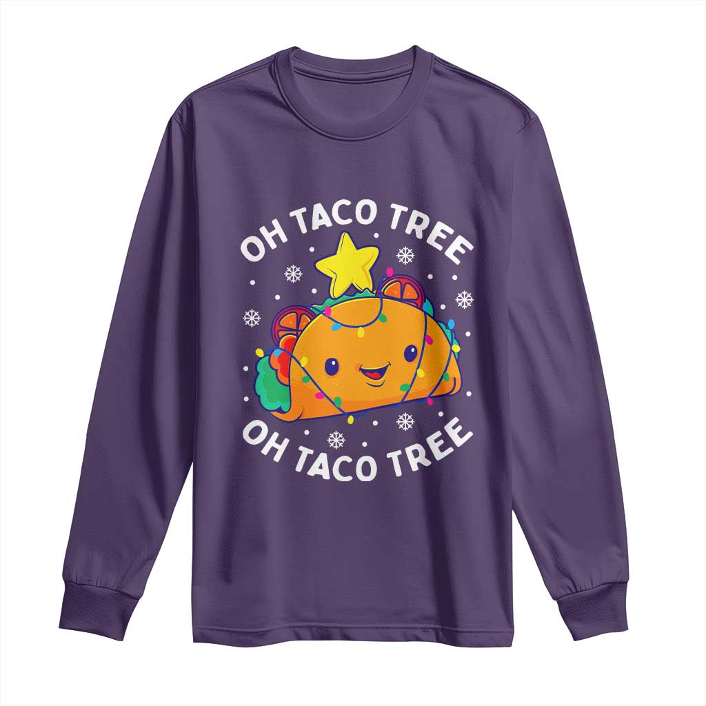 Taco Christmas Tree Long Sleeve Shirt Oh Taco Tree Cute Xmas Mexican Food Lover TS02 Purple Print Your Wear