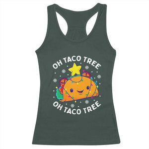 Taco Christmas Tree Racerback Tank Top Oh Taco Tree Cute Xmas Mexican Food Lover TS02 Dark Forest Green Print Your Wear