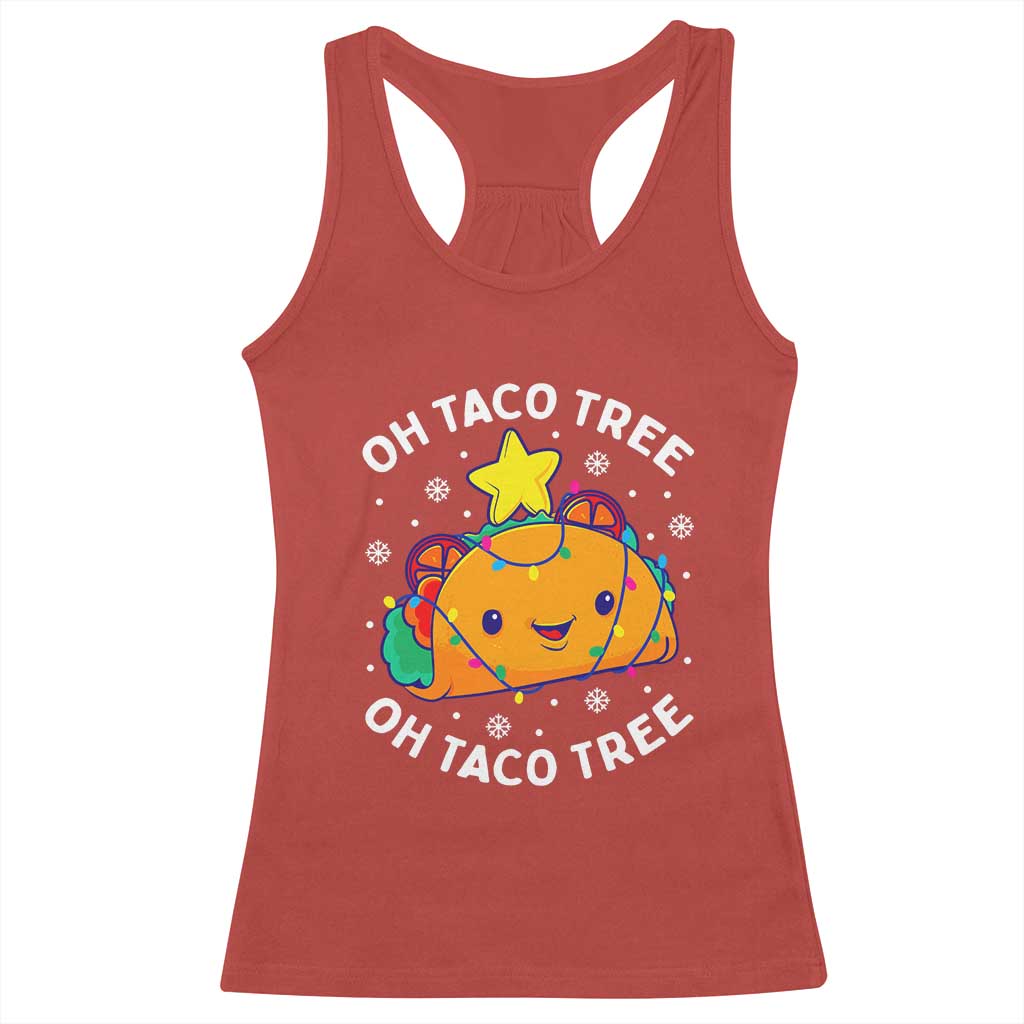 Taco Christmas Tree Racerback Tank Top Oh Taco Tree Cute Xmas Mexican Food Lover TS02 Red Print Your Wear