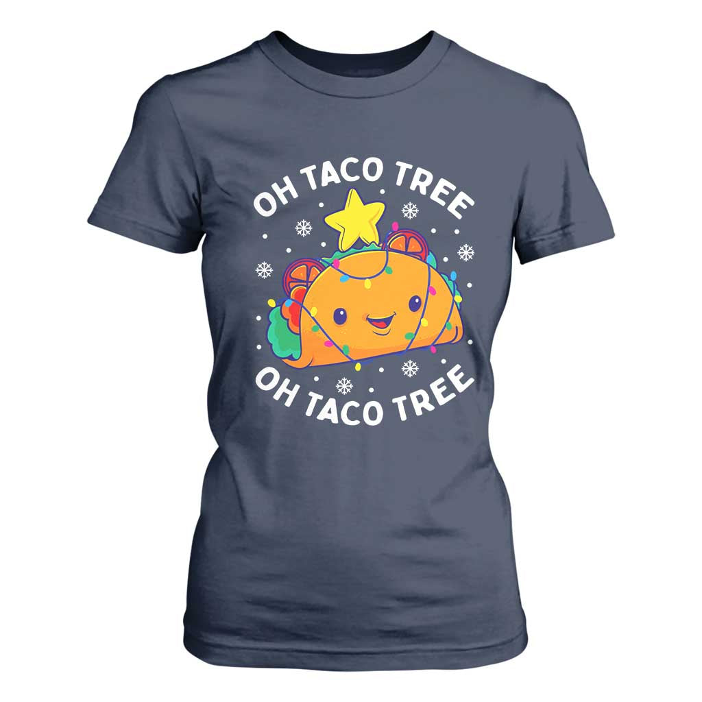 Taco Christmas Tree T Shirt For Women Oh Taco Tree Cute Xmas Mexican Food Lover TS02 Navy Print Your Wear