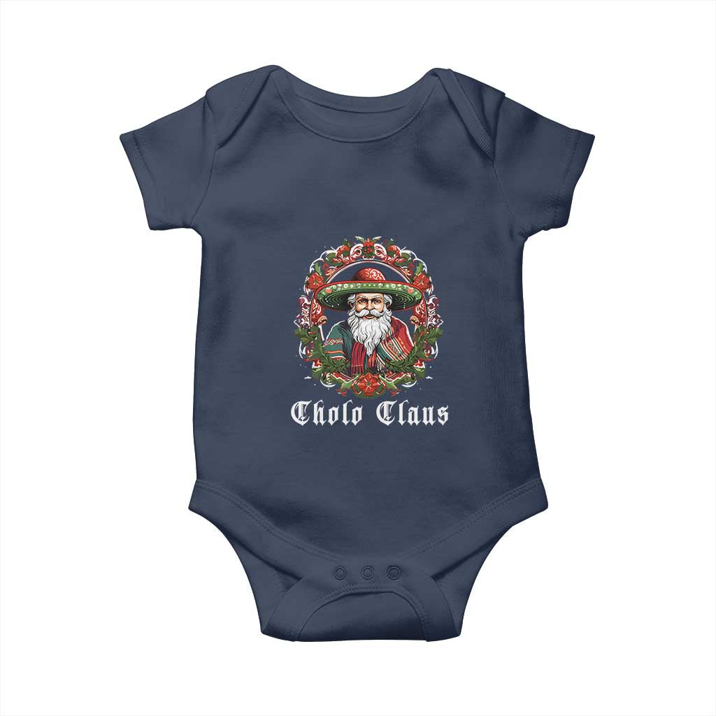 Mexican Christmas Cholo Claus Santa Baby Onesie Funny Xmas in Mexico Latin America TS02 Navy Print Your Wear