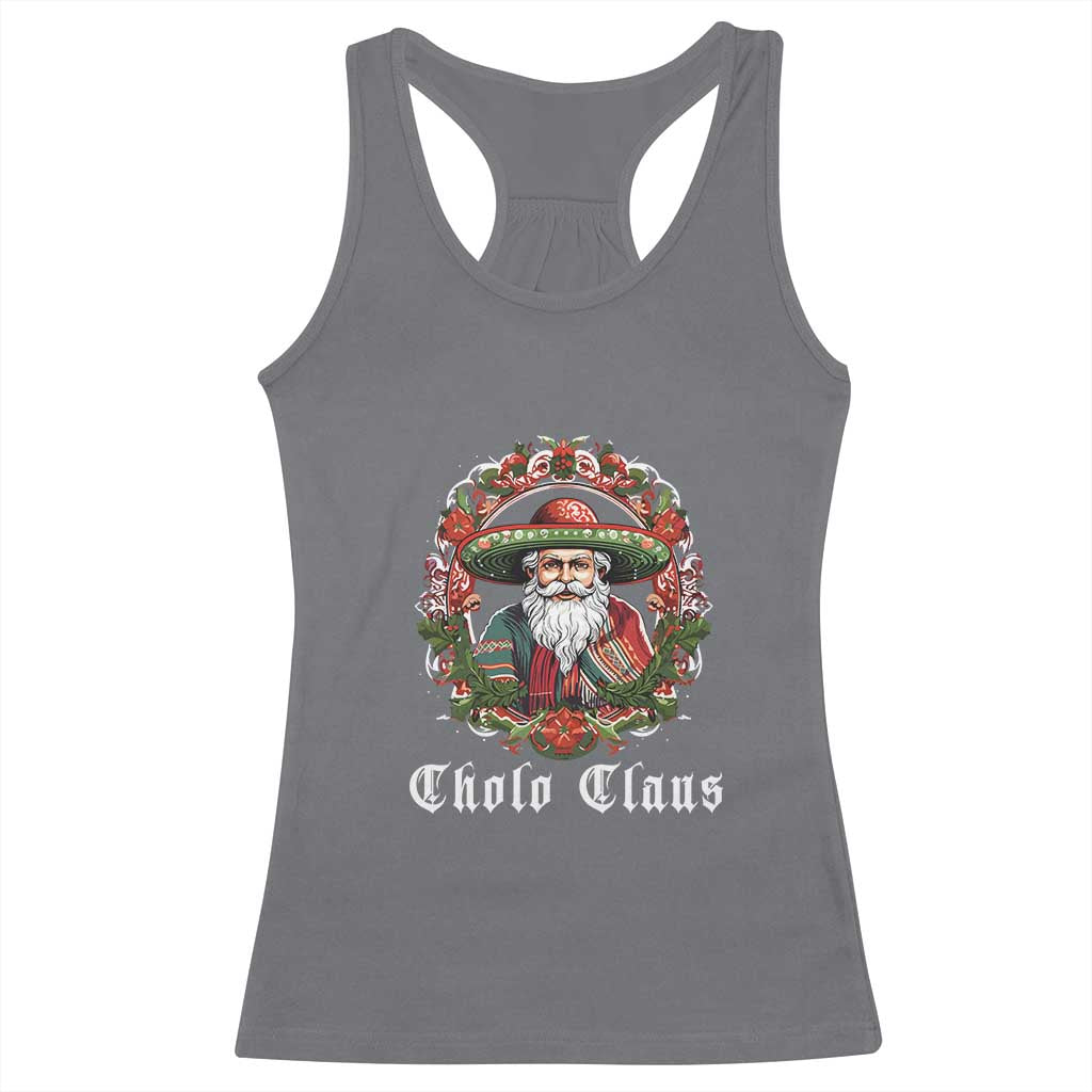 Mexican Christmas Cholo Claus Santa Racerback Tank Top Funny Xmas in Mexico Latin America TS02 Charcoal Print Your Wear