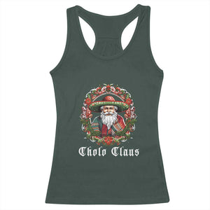 Mexican Christmas Cholo Claus Santa Racerback Tank Top Funny Xmas in Mexico Latin America TS02 Dark Forest Green Print Your Wear