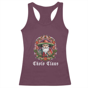 Mexican Christmas Cholo Claus Santa Racerback Tank Top Funny Xmas in Mexico Latin America TS02 Maroon Print Your Wear