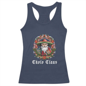 Mexican Christmas Cholo Claus Santa Racerback Tank Top Funny Xmas in Mexico Latin America TS02 Navy Print Your Wear
