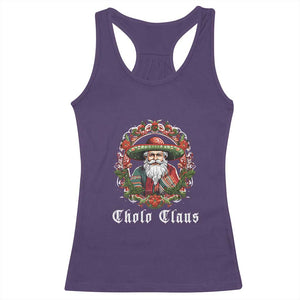 Mexican Christmas Cholo Claus Santa Racerback Tank Top Funny Xmas in Mexico Latin America TS02 Purple Print Your Wear