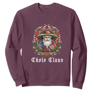 Mexican Christmas Cholo Claus Santa Sweatshirt Funny Xmas in Mexico Latin America TS02 Maroon Print Your Wear