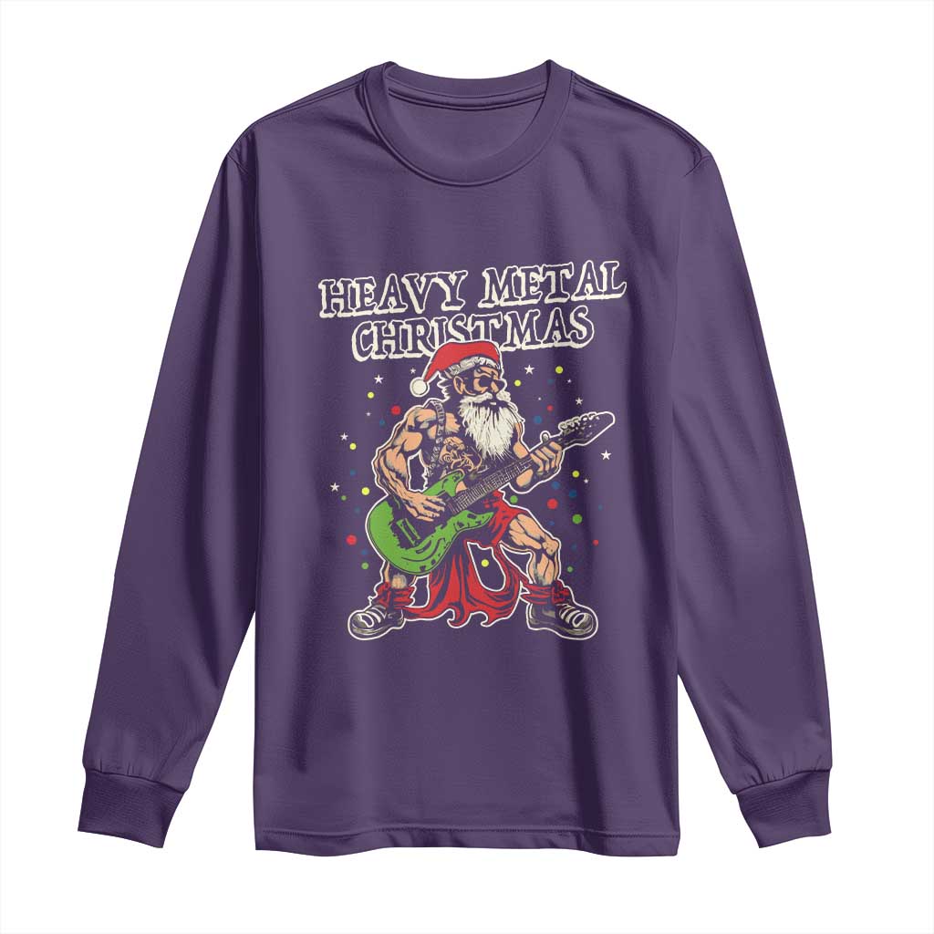 Heavy Metal Santa Long Sleeve Shirt Playing Guitar Christmas Rock Music Lover TS02 Purple Print Your Wear