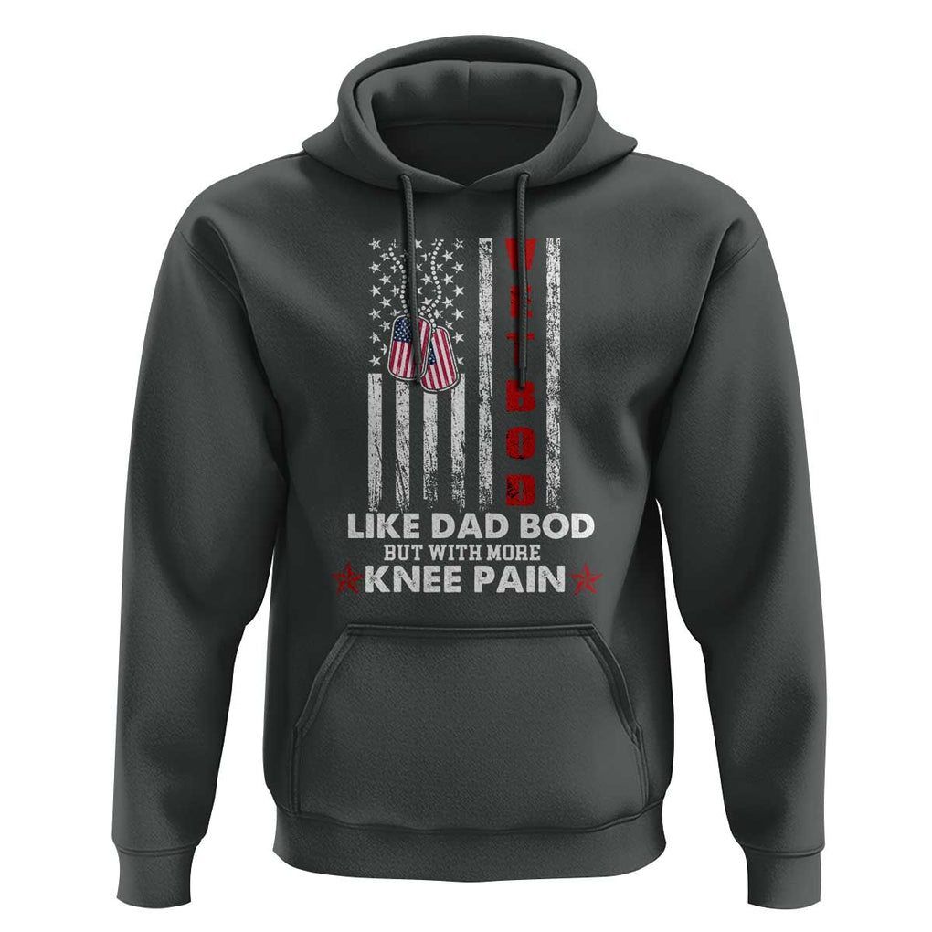 American Vetbod Hoodie Like Dad Bod But With More Knee Pain Patriotic Dog Tag US Flag TS02 Dark Heather Print Your Wear