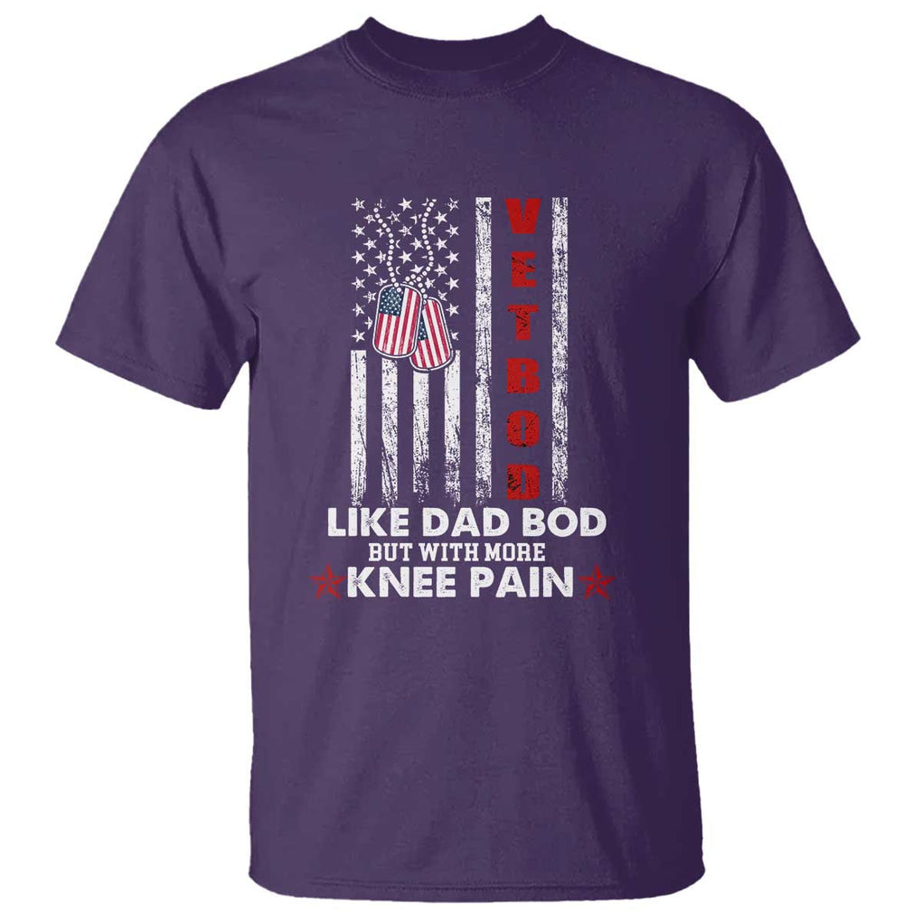 American Vetbod T Shirt Like Dad Bod But With More Knee Pain Patriotic Dog Tag US Flag TS02 Purple Print Your Wear