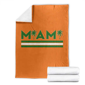 Retro Miami Palm Tree Throw Blanket Vintage South Florida Pride Distressed Orange and Green TS02 Orange Print Your Wear