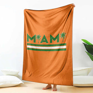 Retro Miami Palm Tree Throw Blanket Vintage South Florida Pride Distressed Orange and Green TS02 Print Your Wear