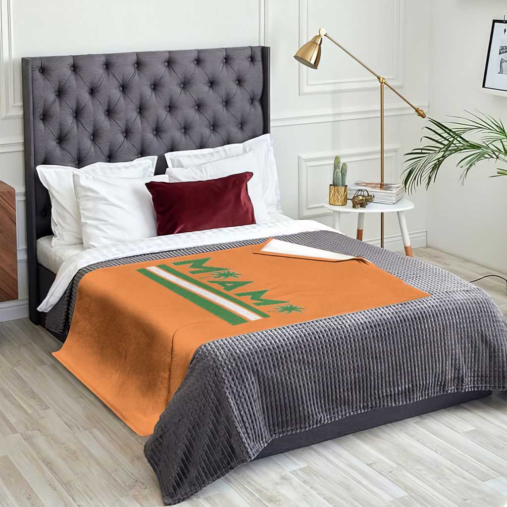 Retro Miami Palm Tree Throw Blanket Vintage South Florida Pride Distressed Orange and Green TS02 Print Your Wear