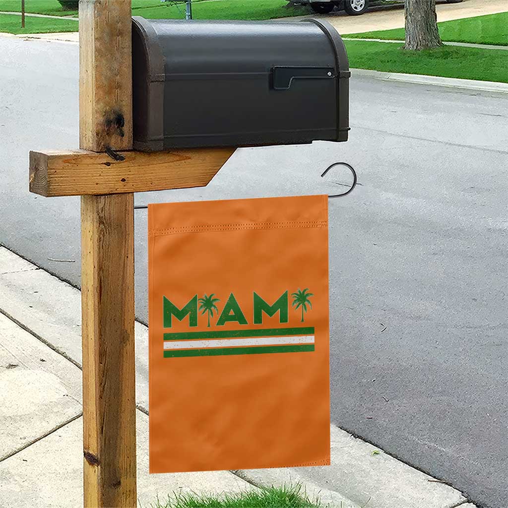 Retro Miami Palm Tree Garden Flag Vintage South Florida Pride Distressed Orange and Green TS02 Print Your Wear